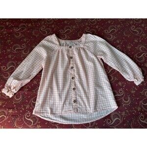 Wonder Nation Size XL Girls Peasant Blouse Pink/White Pullover 32" Chest 21" L